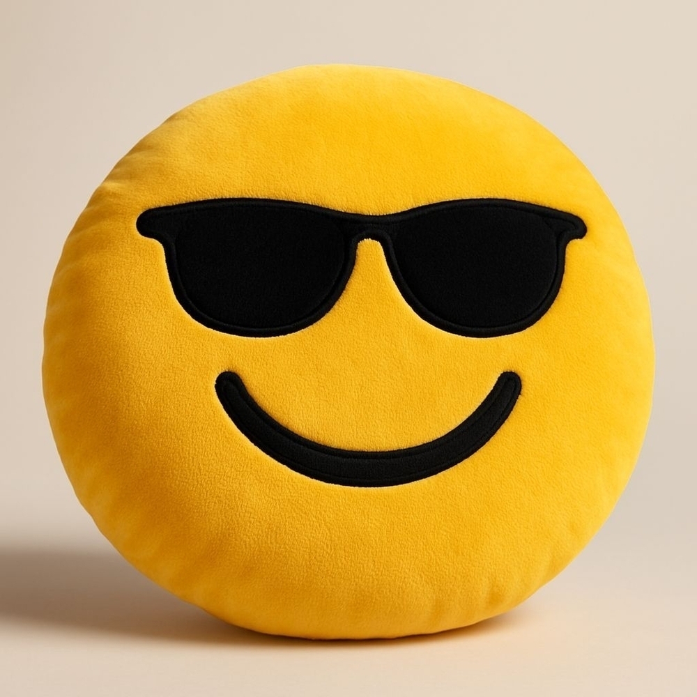 Yellow Emoji Pillow with Sunglasses - Picture 3 of 4
